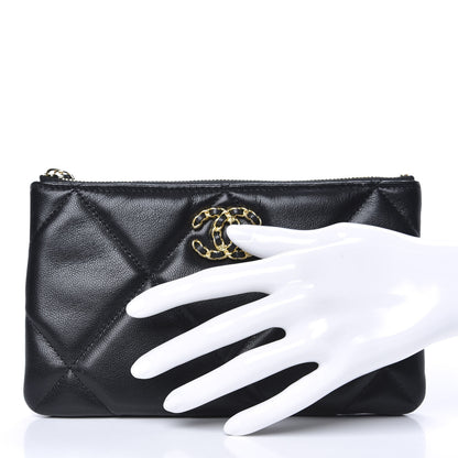 Chanel Shiny Goatskin Quilted Small Chanel 19 Pouch Black 2 of 8