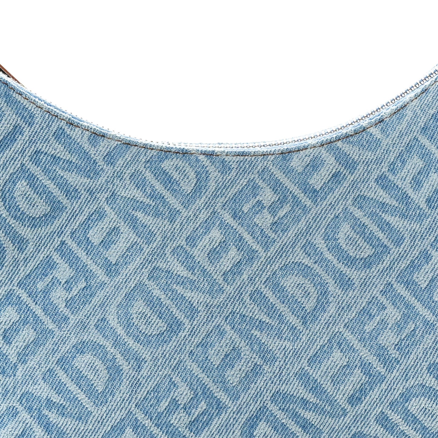 Denim Vitello Grace Mirror Logo Small Fendigraphy Hobo Bag Blue