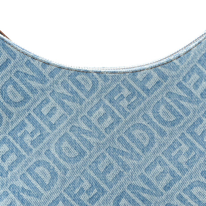 Fendi Denim Vitello Grace Mirror Logo Small Fendigraphy Hobo Bag Blue 7 of 9