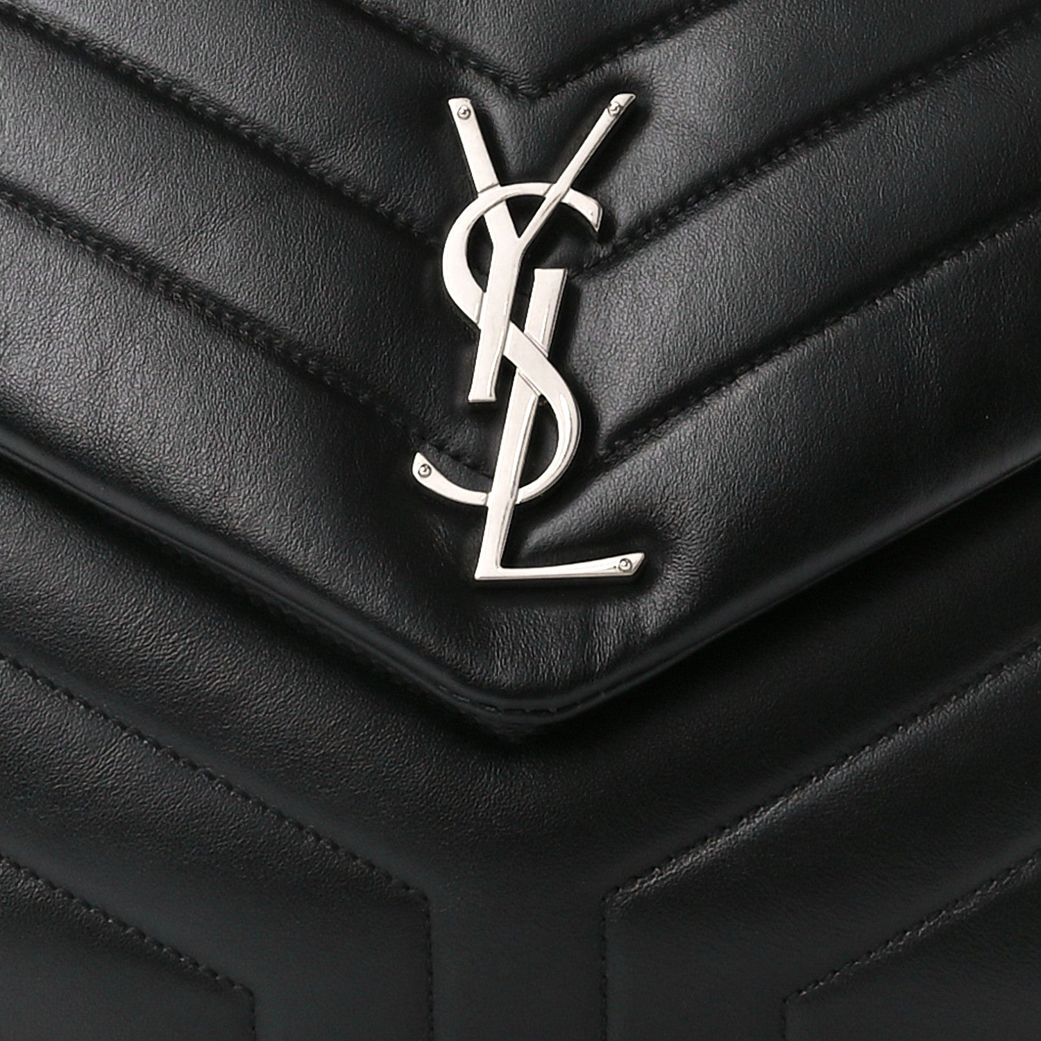 Saint Laurent Calfskin Y Quilted Monogram Medium Loulou Chain Satchel Black 9 of 11