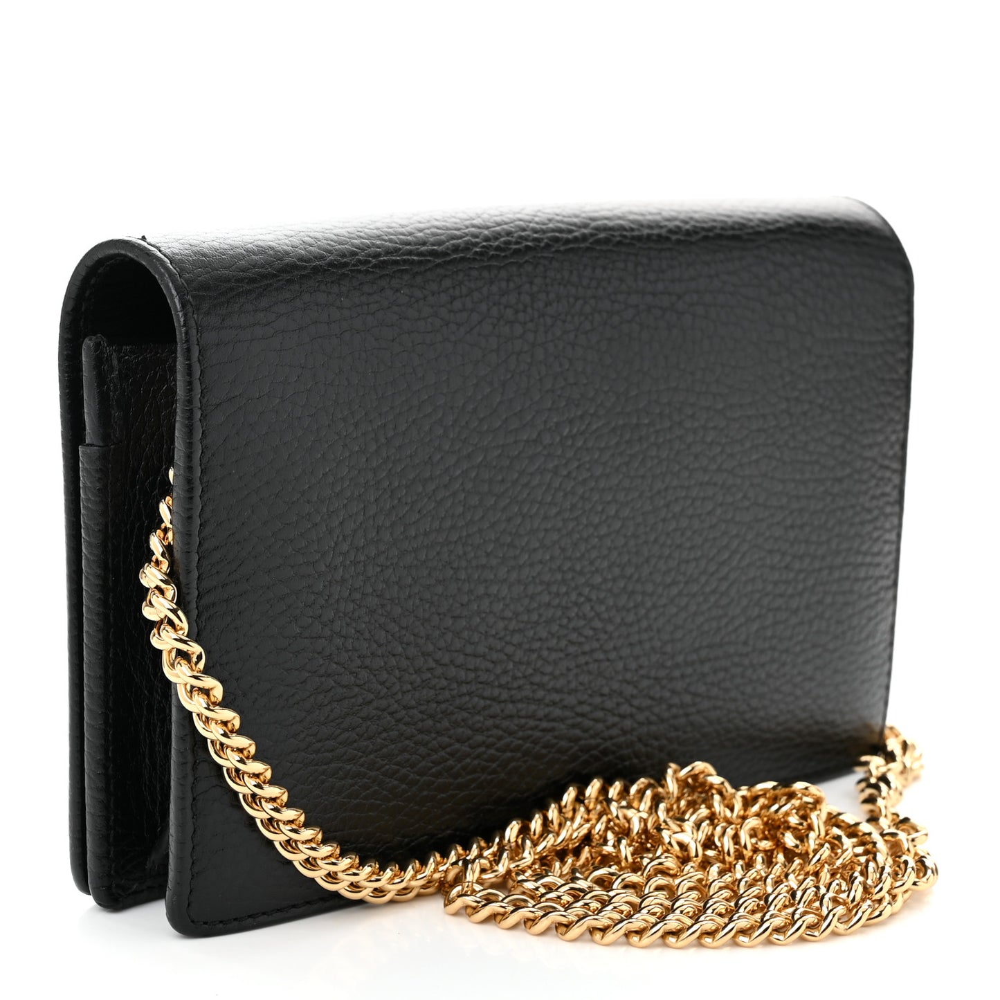 Calfskin Mini GG Marmont Chain Wallet Black