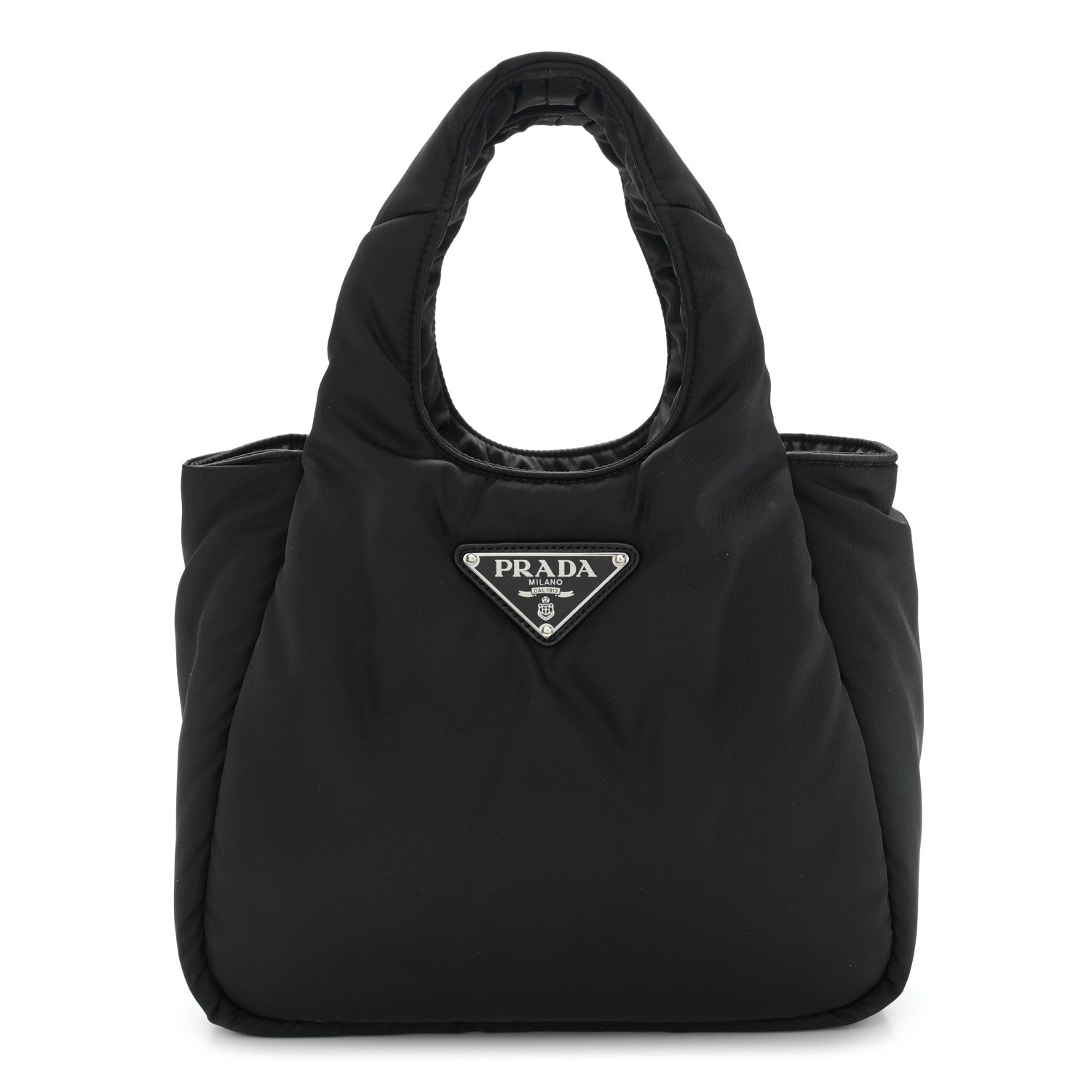 Prada Re-Nylon Soft Padded Small Double Handled Shoulder Bag Black 1 of 10