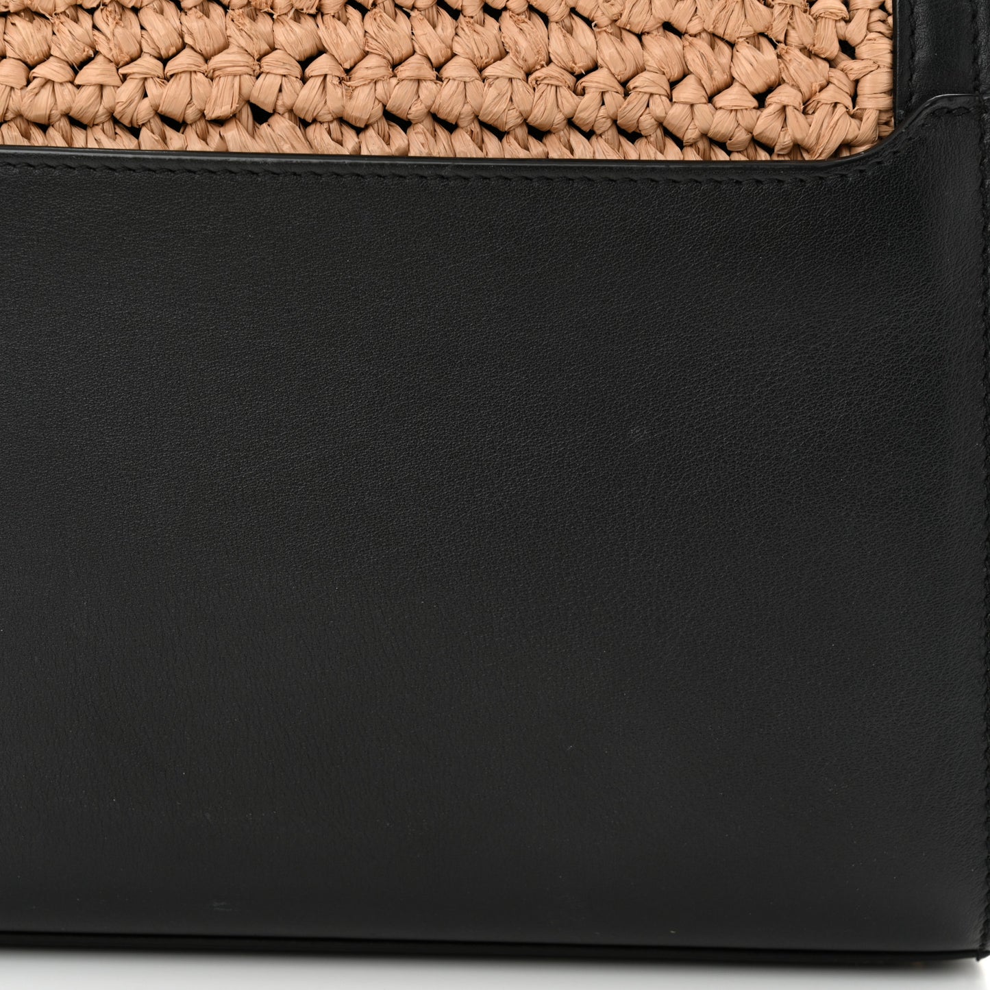 Raffia Calfskin Mini Classic Monogram Cassandra Top Handle Black Natural