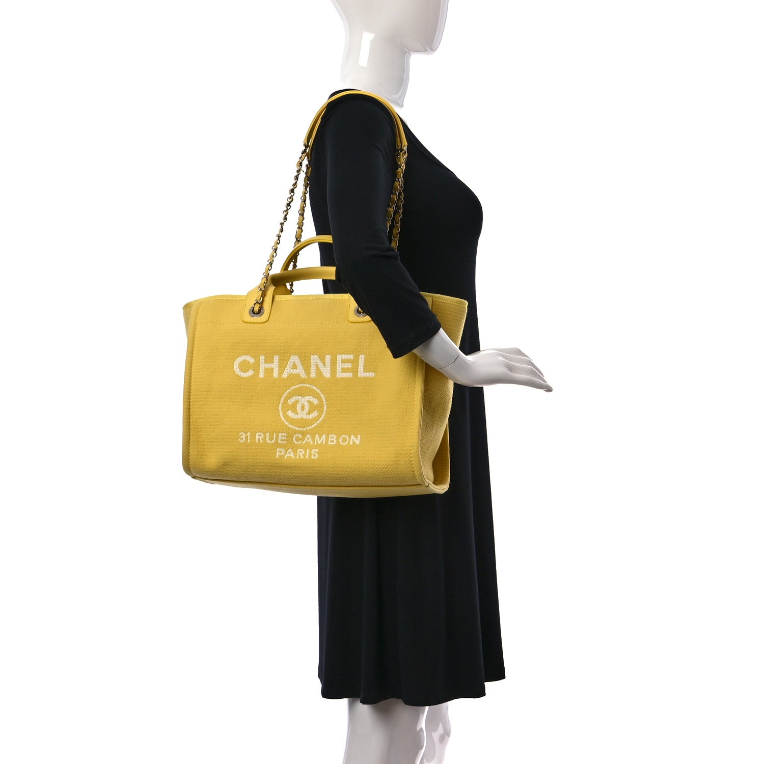Chanel Mixed Fibers Small Deauville Tote Yellow 2 of 13