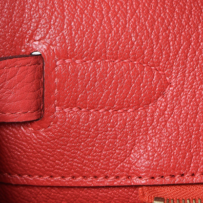 Hermes Taurillon Clemence Birkin 35 Rouge Pivoine 16 of 37