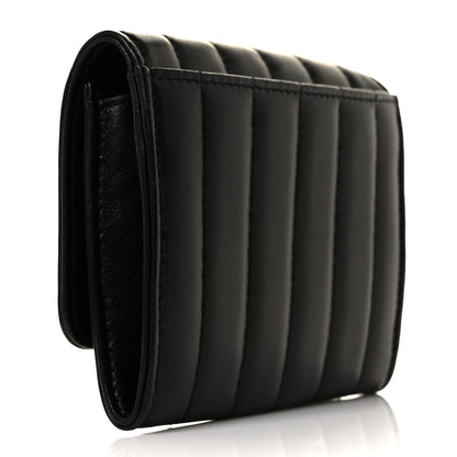 Saint Laurent Lambskin Matelasse Monogram Vicky Tri-Fold Wallet Black 3 of 9