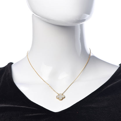 Van Cleef & Arpels 18K Yellow Gold Mother of Pearl Vintage Alhambra Pendant Necklace 2 of 6