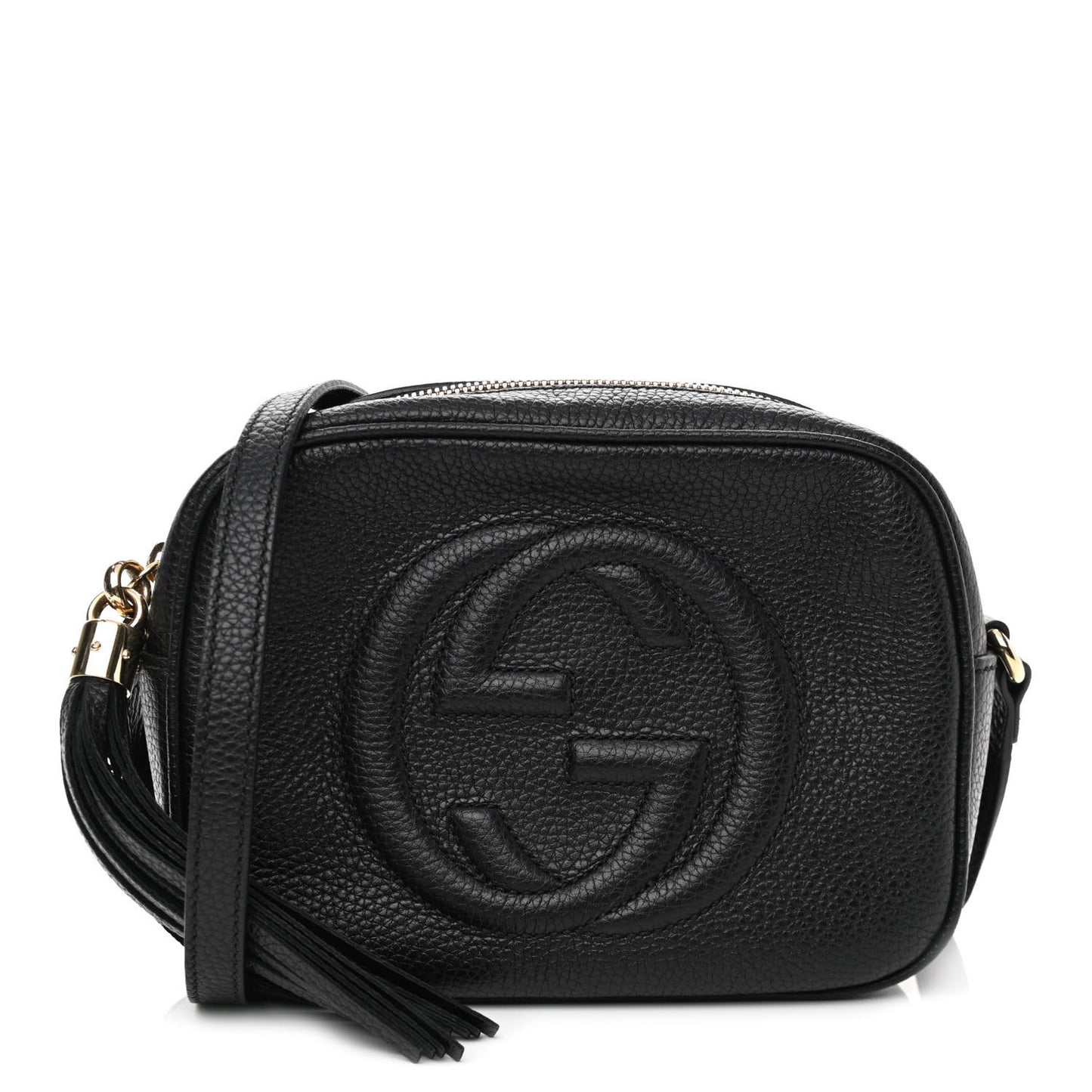 Pebbled Calfskin Small Soho Disco Bag Black
