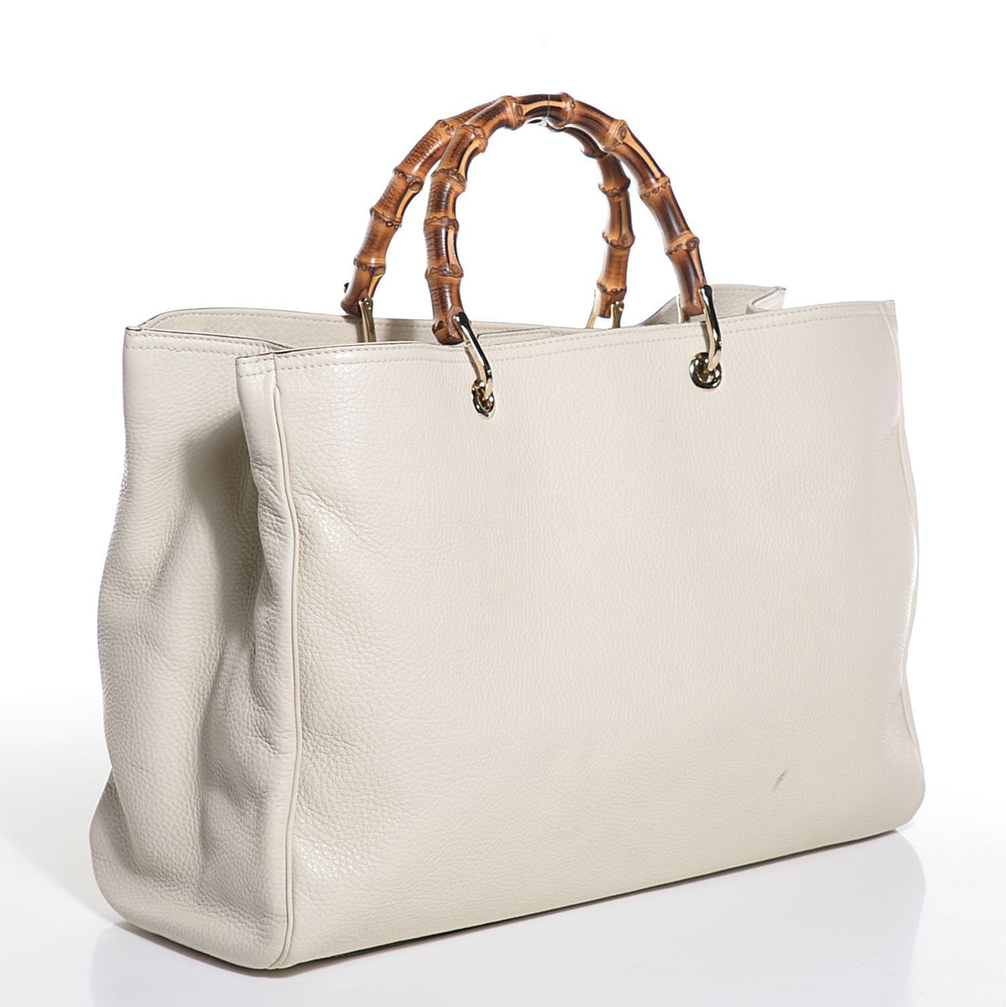 Calfskin Large Bamboo Shopper Tote Off White