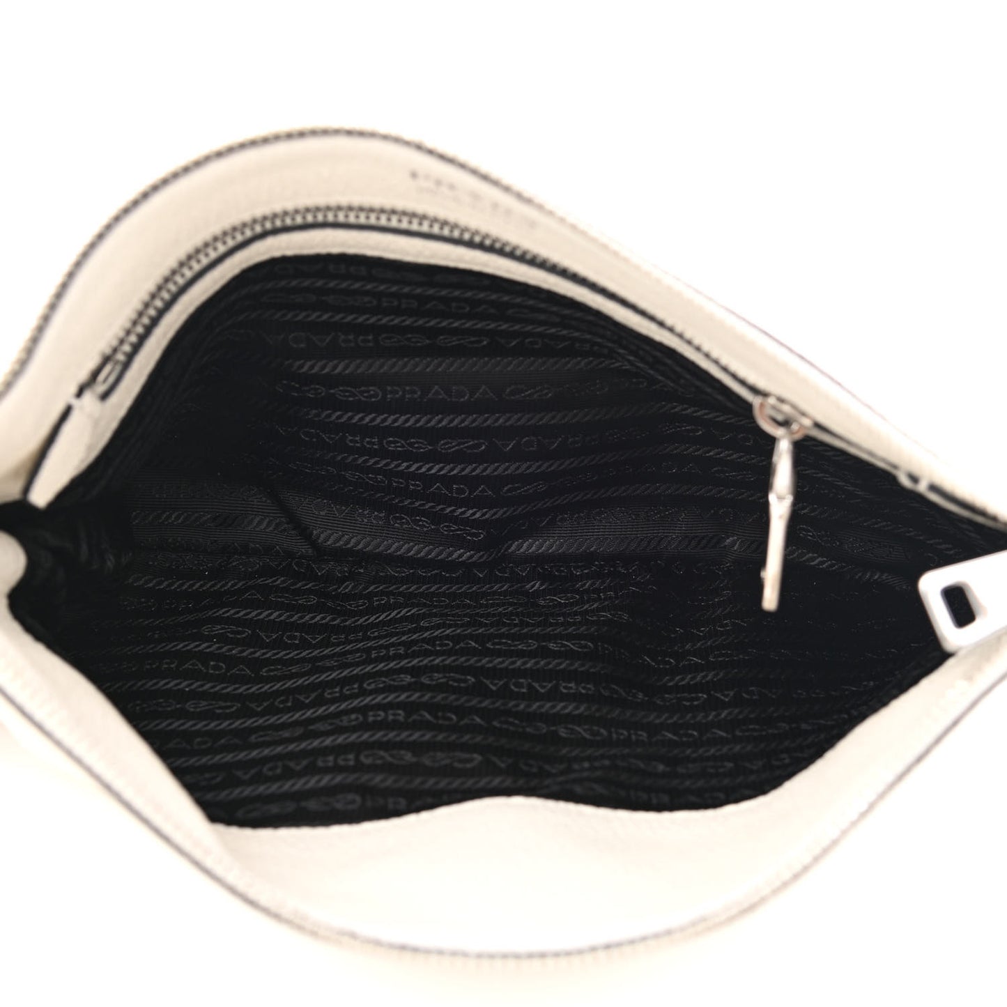 Vitello Daino Soft Zippered Shoulder Bag White