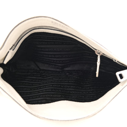 Prada Vitello Daino Soft Zippered Shoulder Bag White 5 of 11