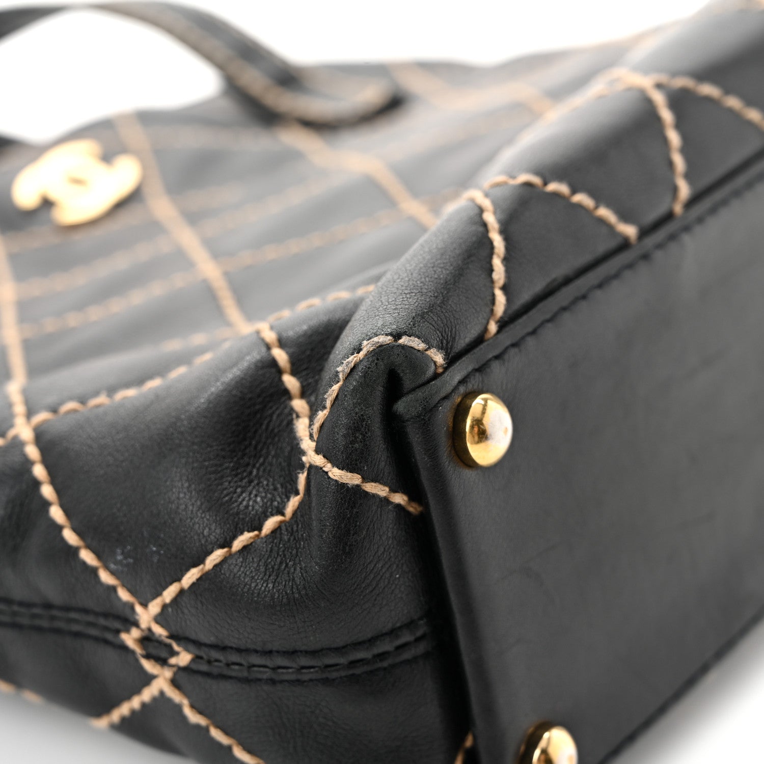 Chanel Calfskin Stitch Small Surpique Tote Black 12 of 15