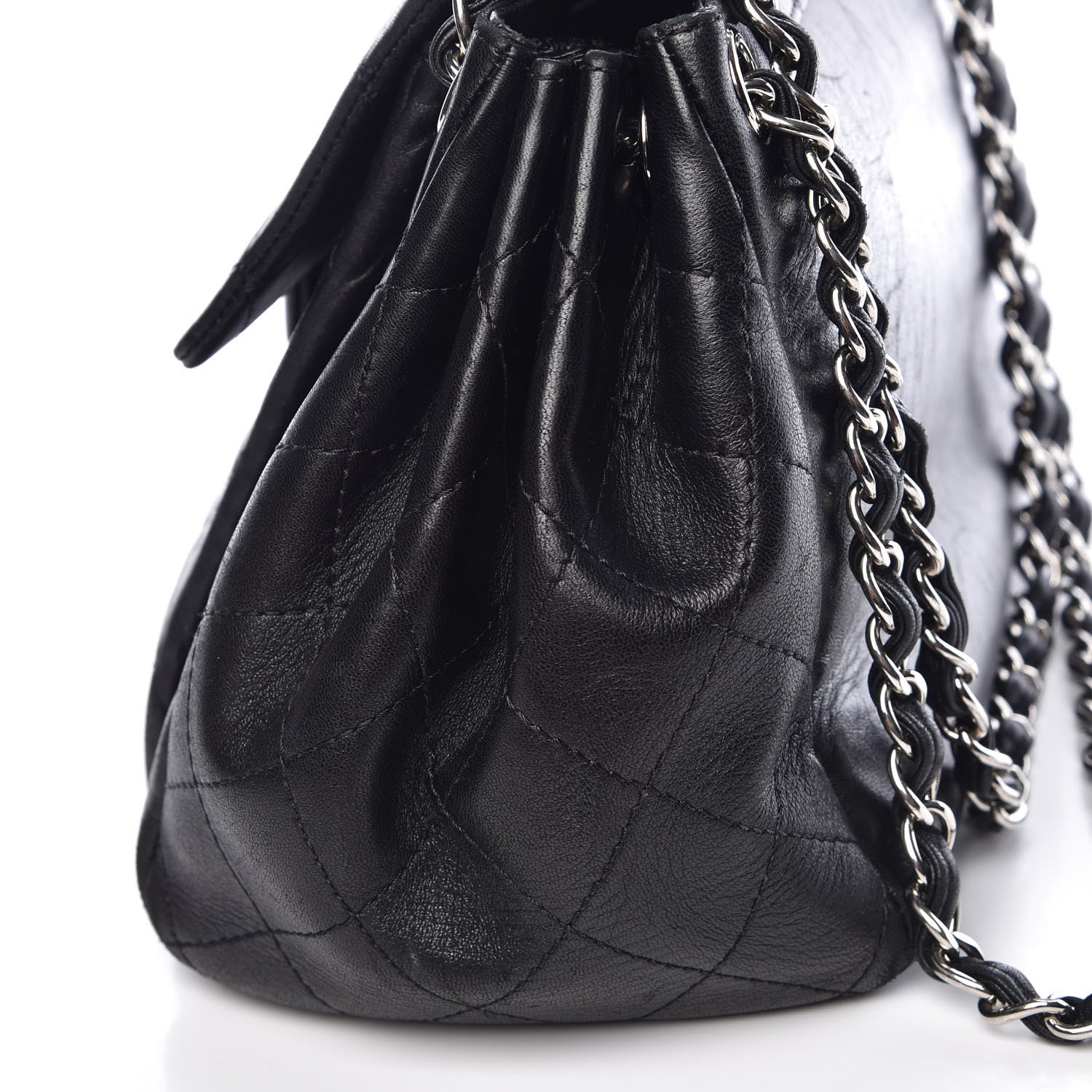 Chanel Lambskin Quilted CC Accordion Shopping Bag Black 11 of 14
