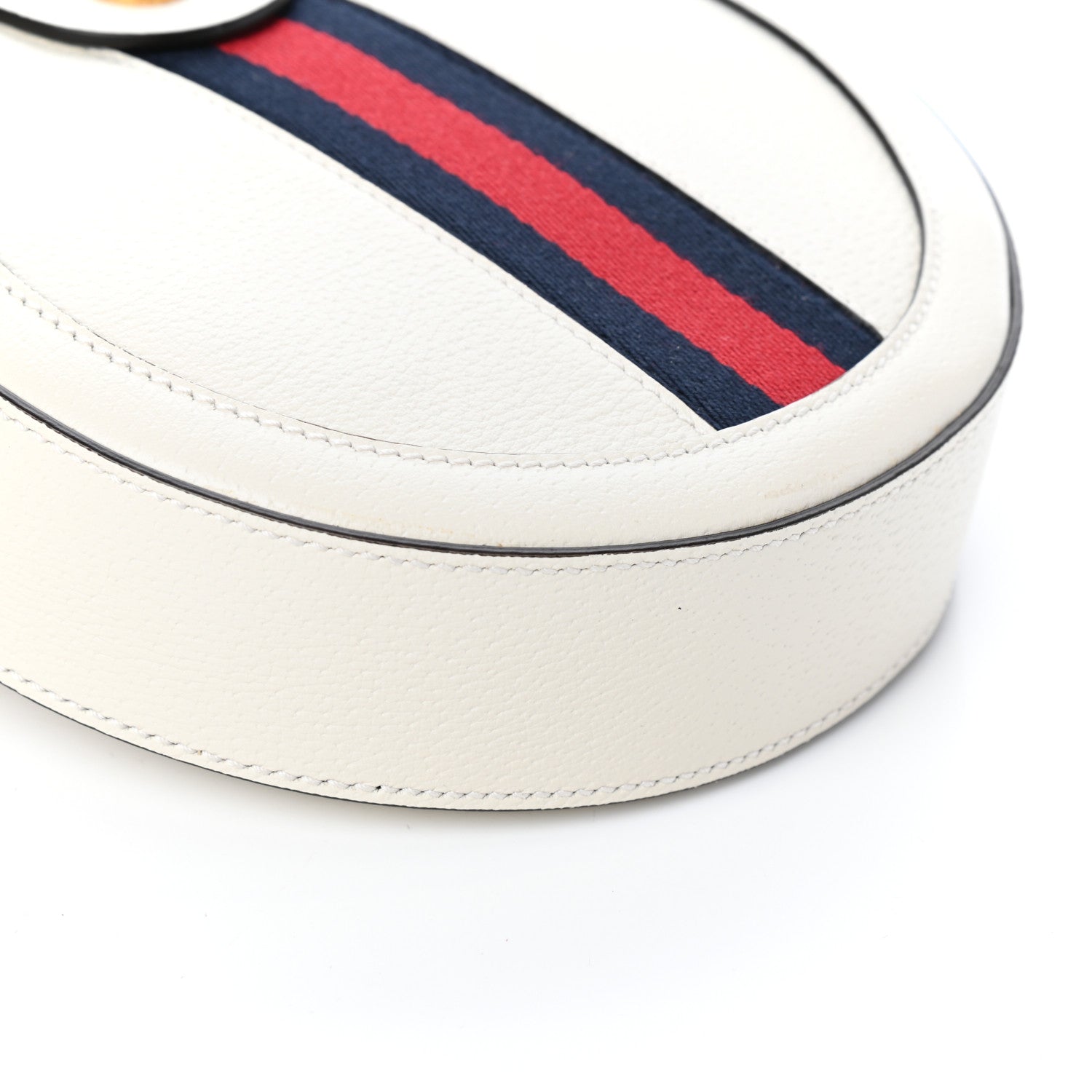 Gucci Textured Calfskin Web Mini Ophidia Round Shoulder Bag Mystic White 8 of 9