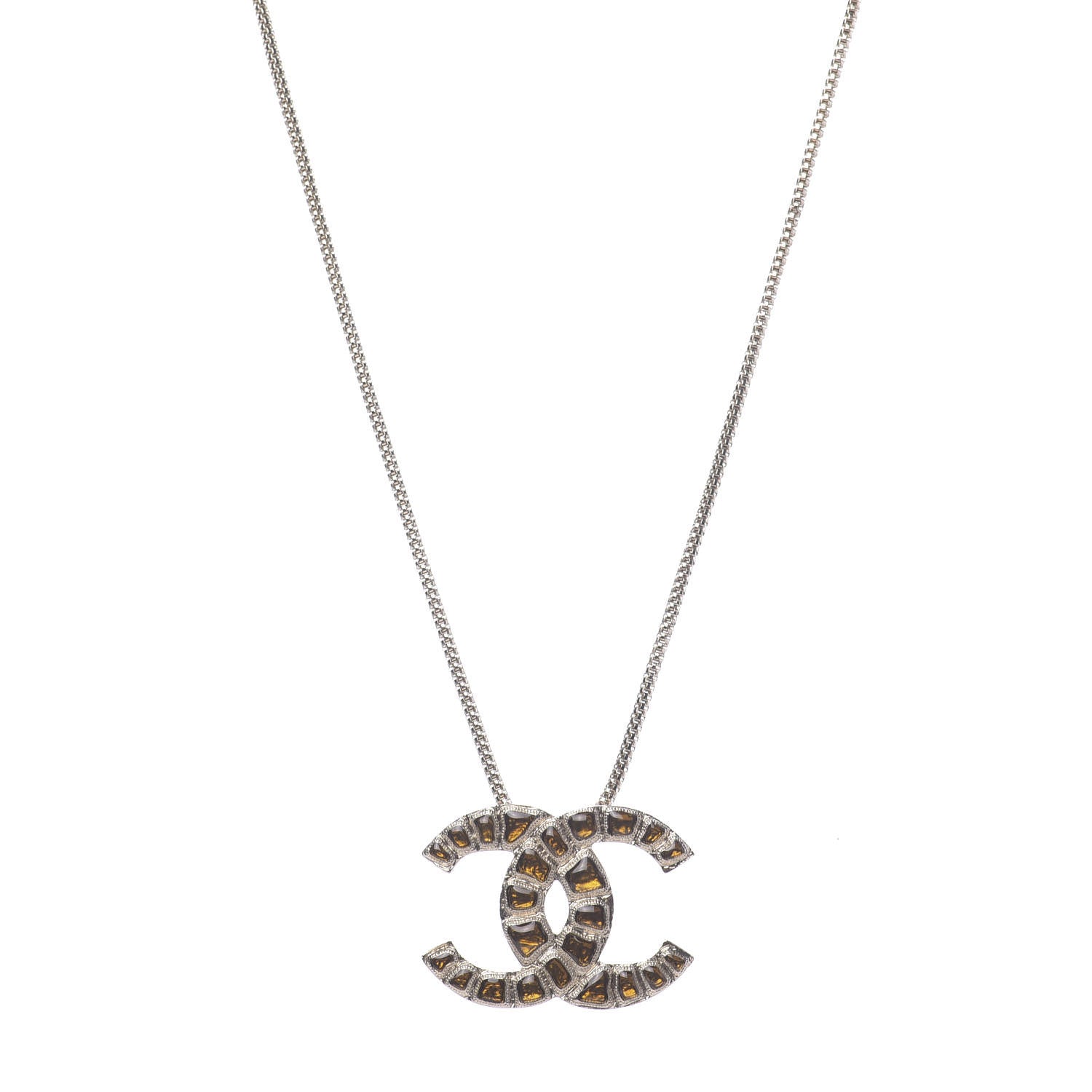 Chanel Resin Along The Nile CC Pendant Necklace Gold Orange 1 of 6