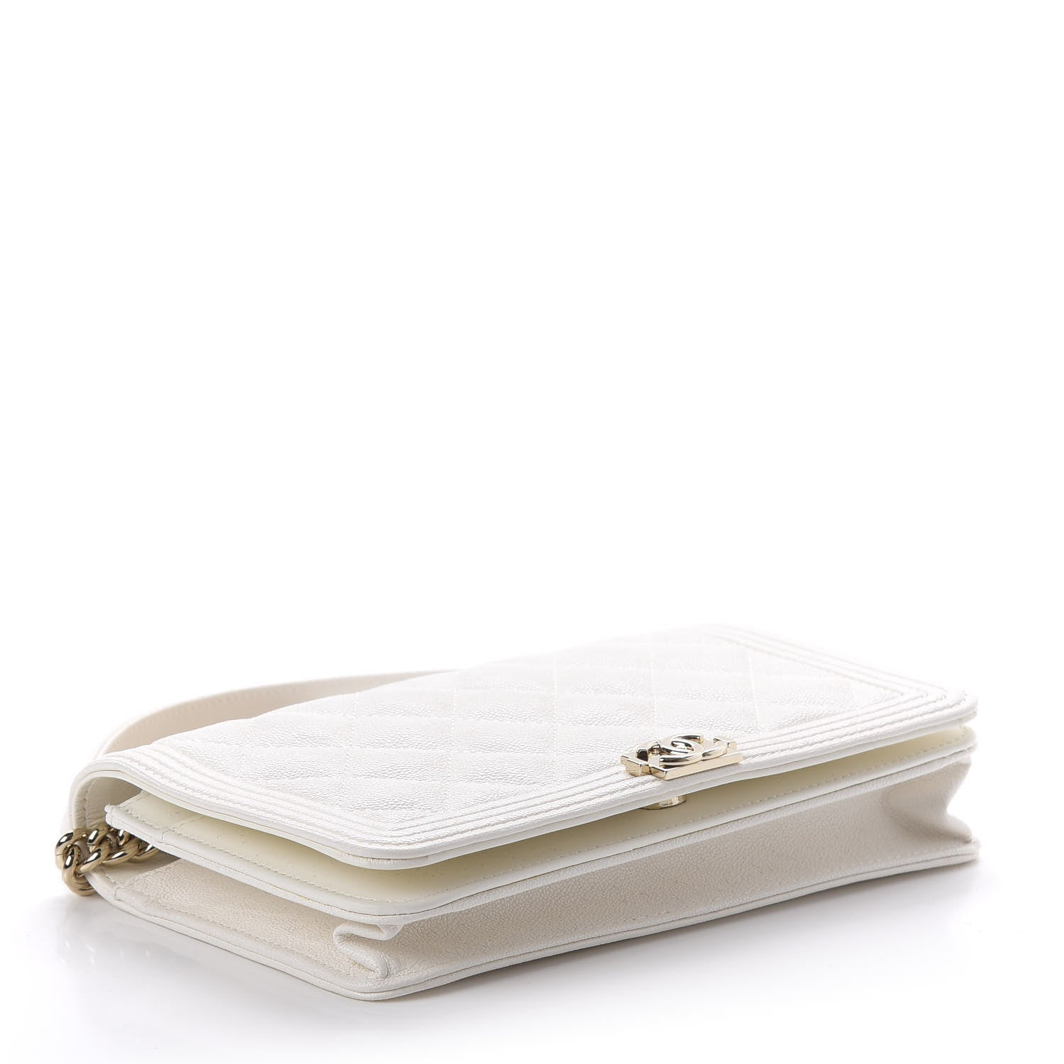 Chanel Caviar Quilted Boy Wallet On Chain WOC White 4 of 12