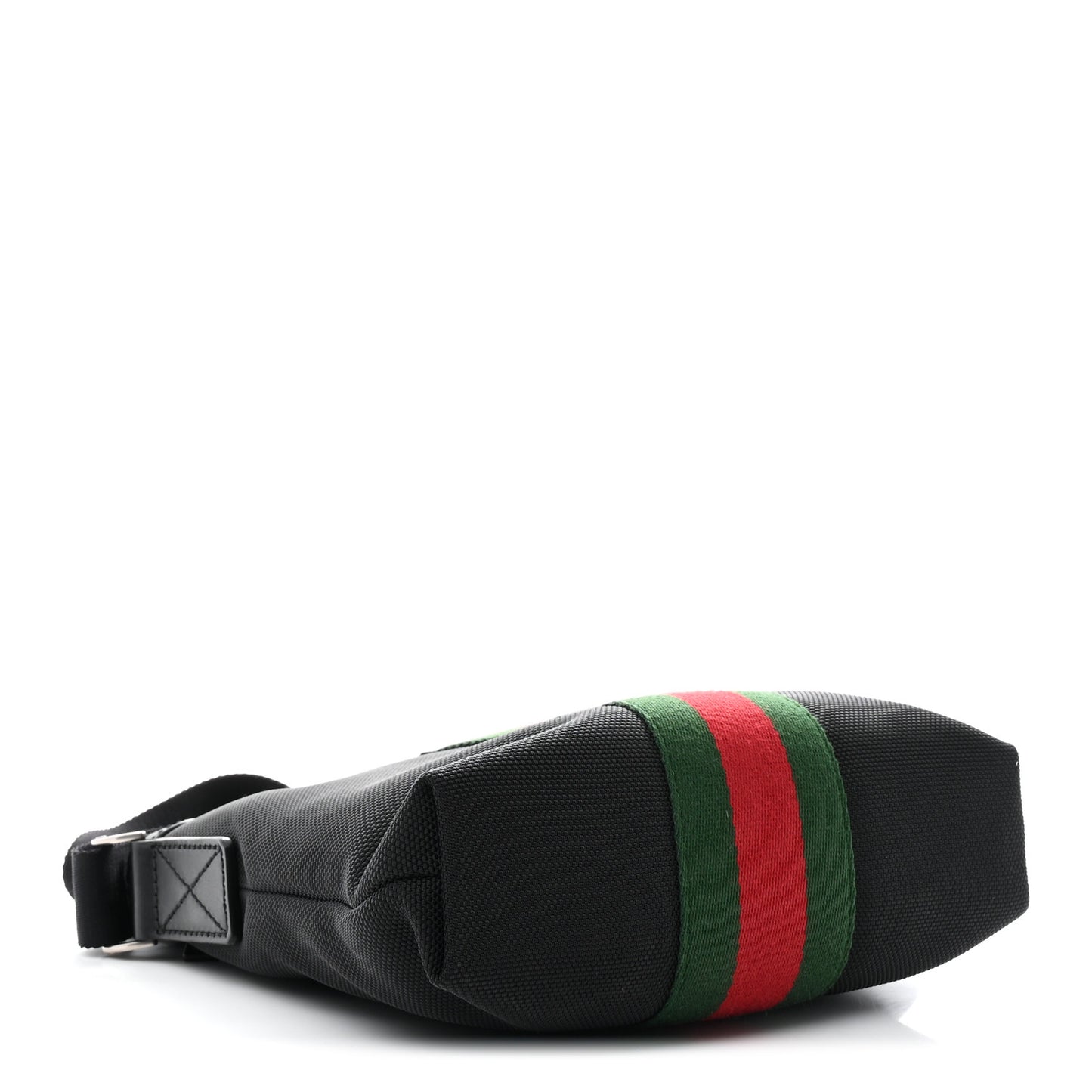 Techno Canvas Selleria Calfskin Web Small Flat Messenger Bag Black