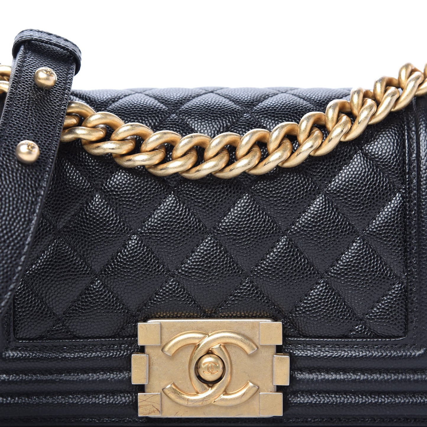 Caviar Quilted Small Boy Flap Black