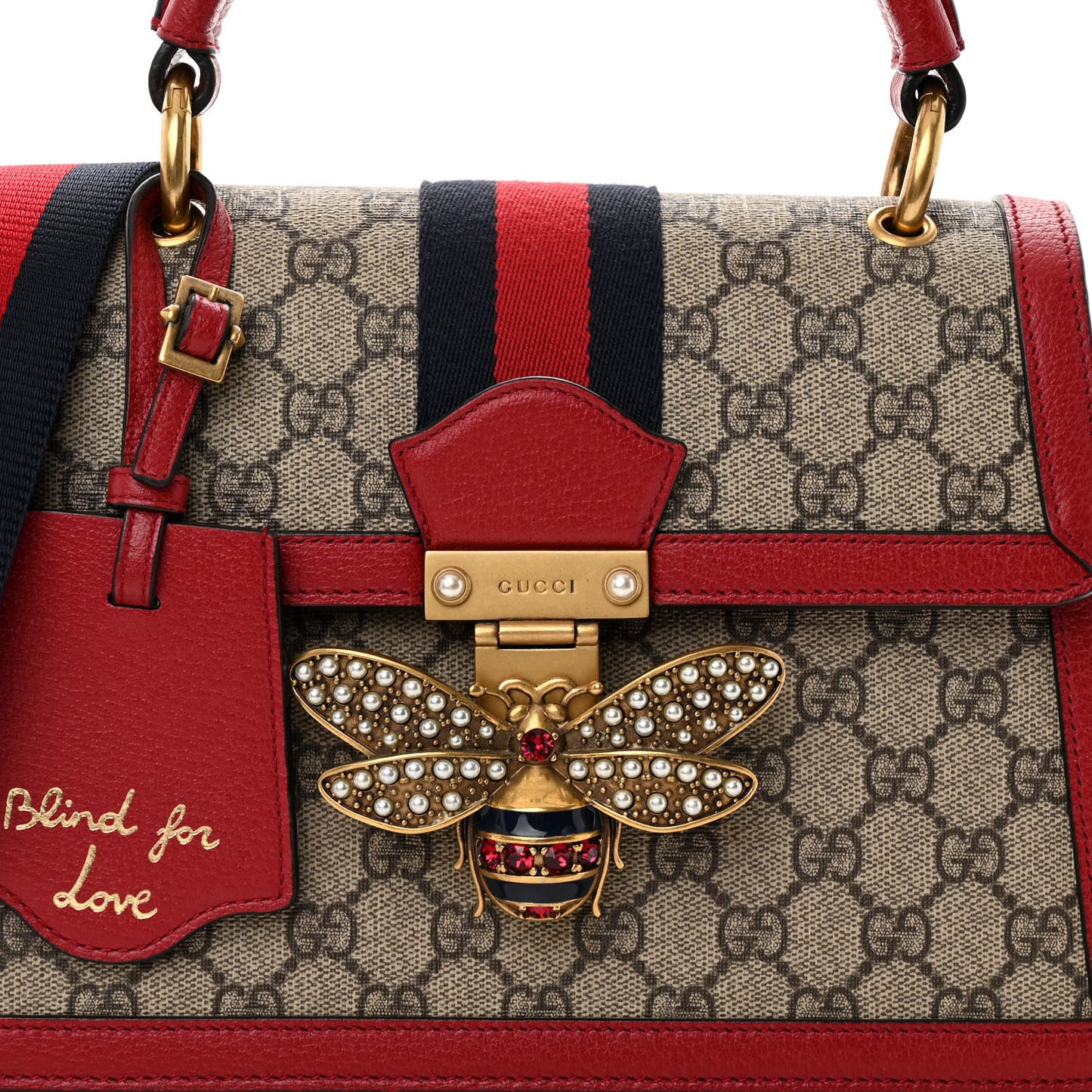 GG Supreme Monogram Small Queen Margaret Top Handle Bag Red
