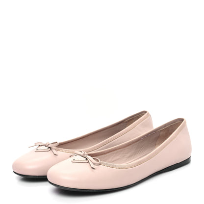 Prada Lambskin Bow Ballerina Flats 39.5 Nude 3 of 9
