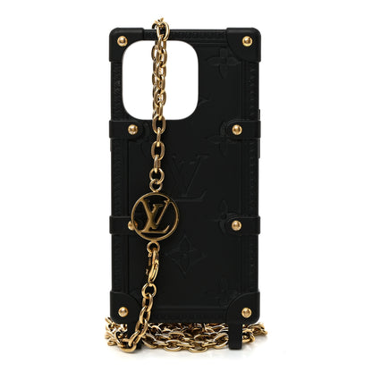 Louis Vuitton Rubber Monogram Trunk With Chain iPhone 14 Pro Case Black 1 of 7
