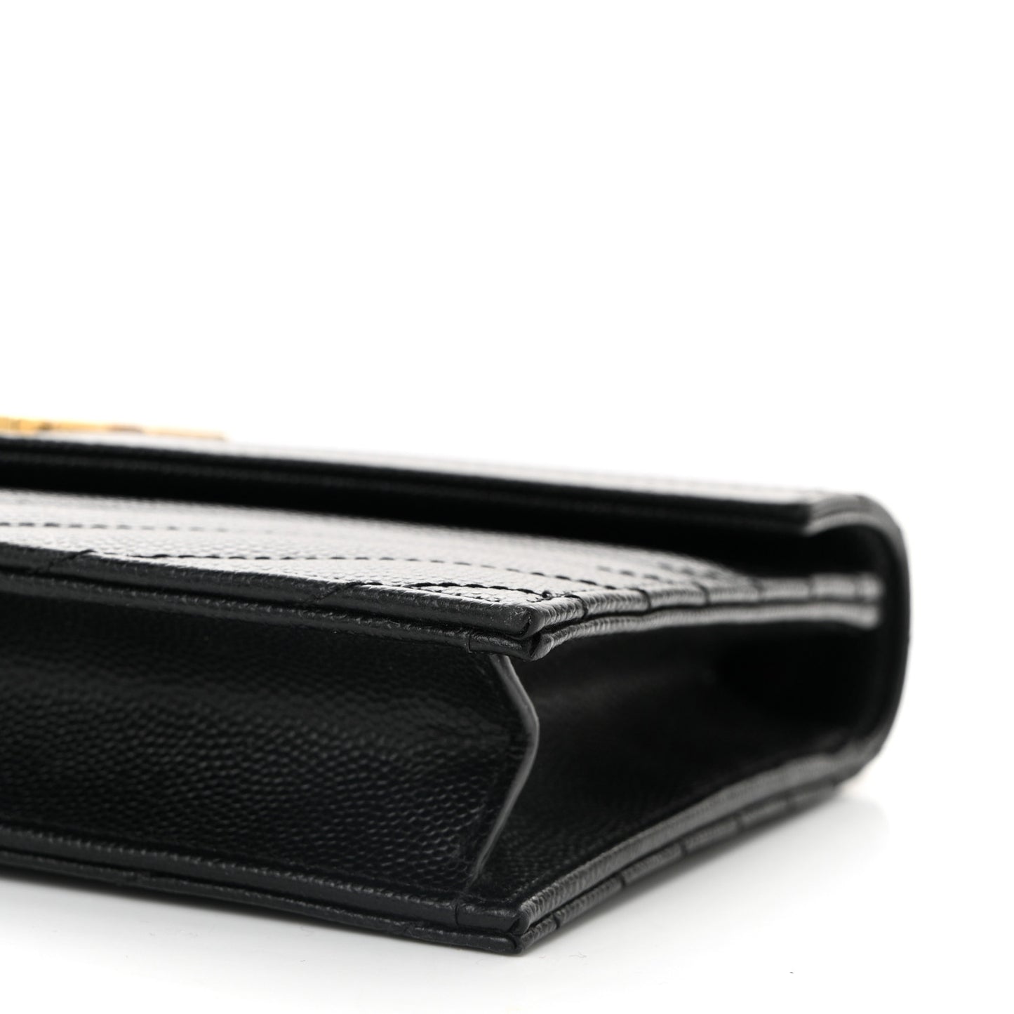 Grain De Poudre Matelasse Chevron Monogram Envelope Chain Wallet Black