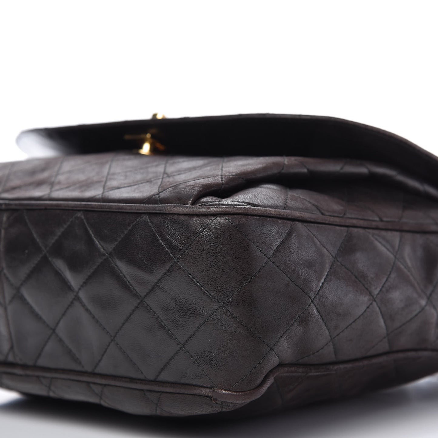 Lambskin Quilted Tassel Flap Camera Case Brown