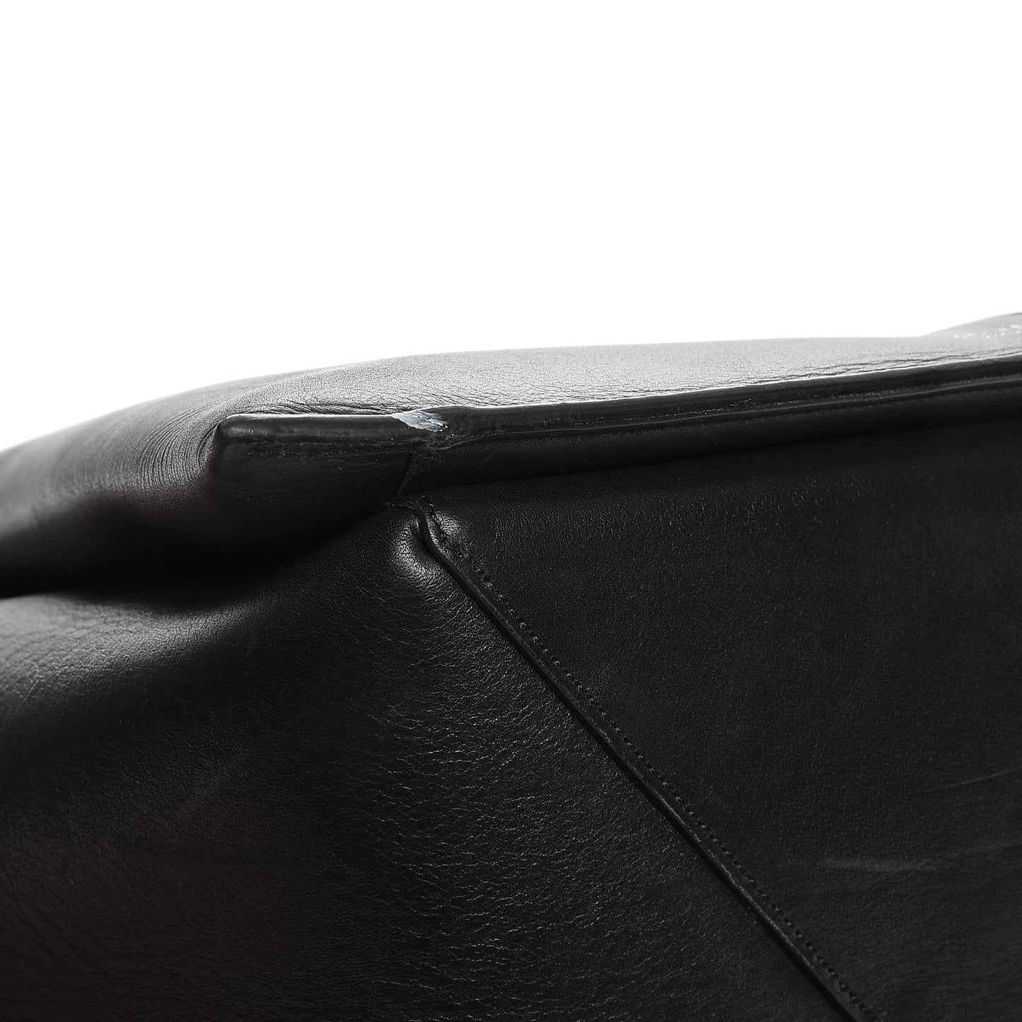 Supple Natural Calfskin Vertical Tri-Fold Bag Black