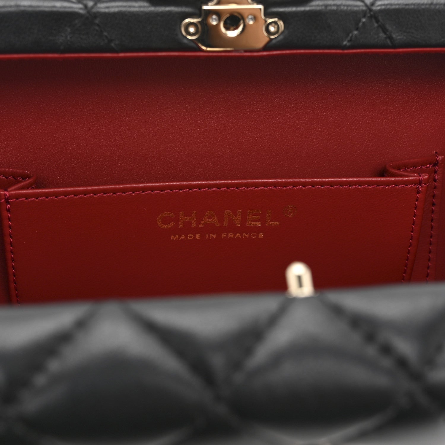 Chanel Lambskin Quilted Small CC Top Handle Box Bag Black 1860546