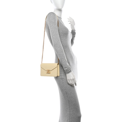 Celine Shiny Calfskin Triomphe Margo Wallet on Chain Sunlight 2 of 11