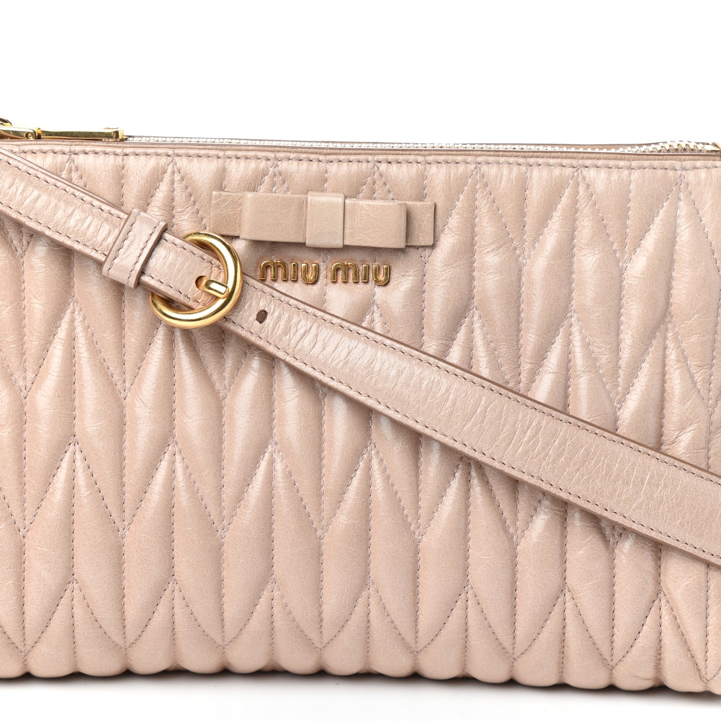 Vitello Lux Matelasse Bow Shoulder Bag Cipria