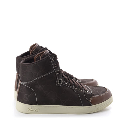 Gucci Nylon Monogram Mens High Top Sneakers 5 Cocoa 4 of 9