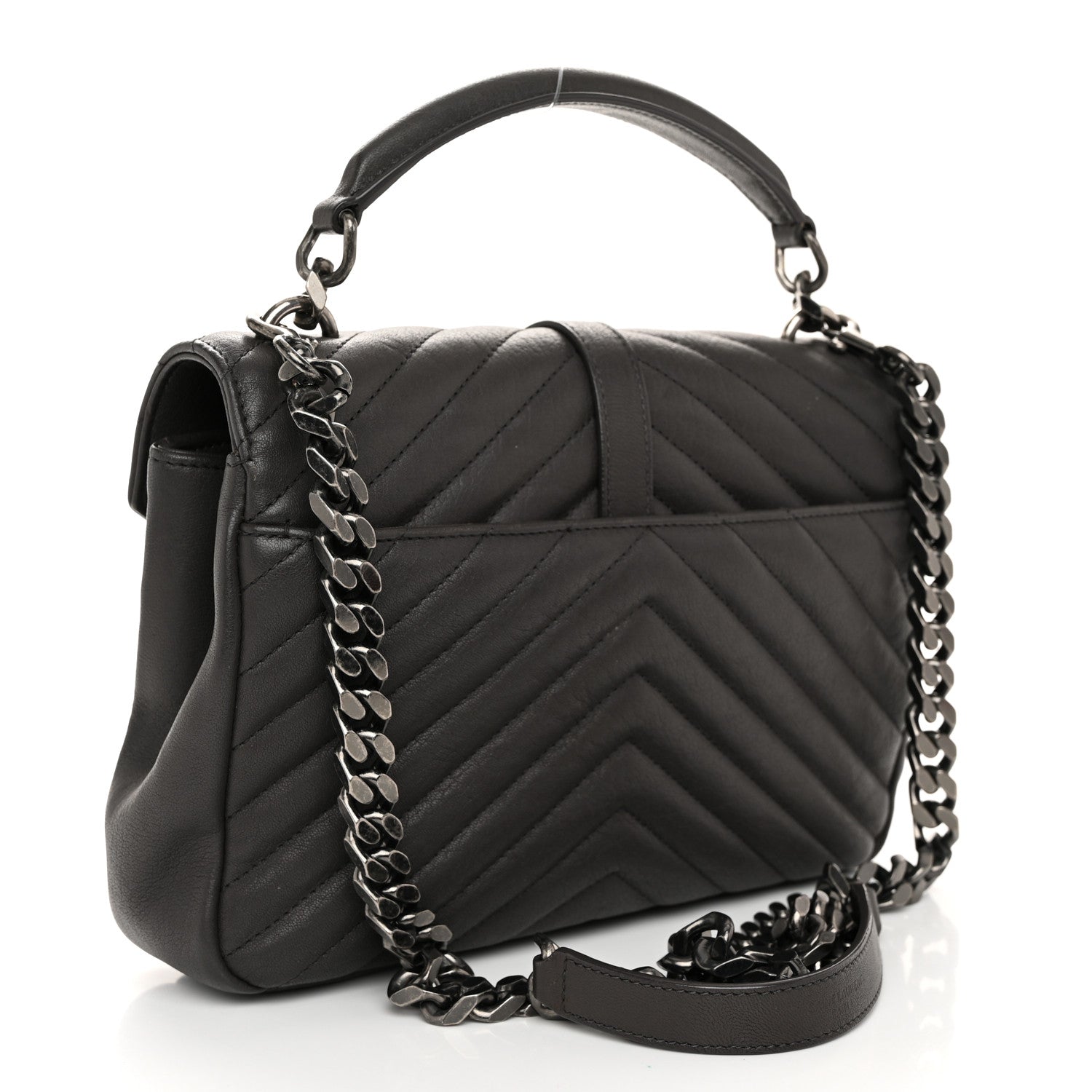 Saint Laurent Sheepskin Matelasse Chevron Monogram Medium College Bag 3 of 12