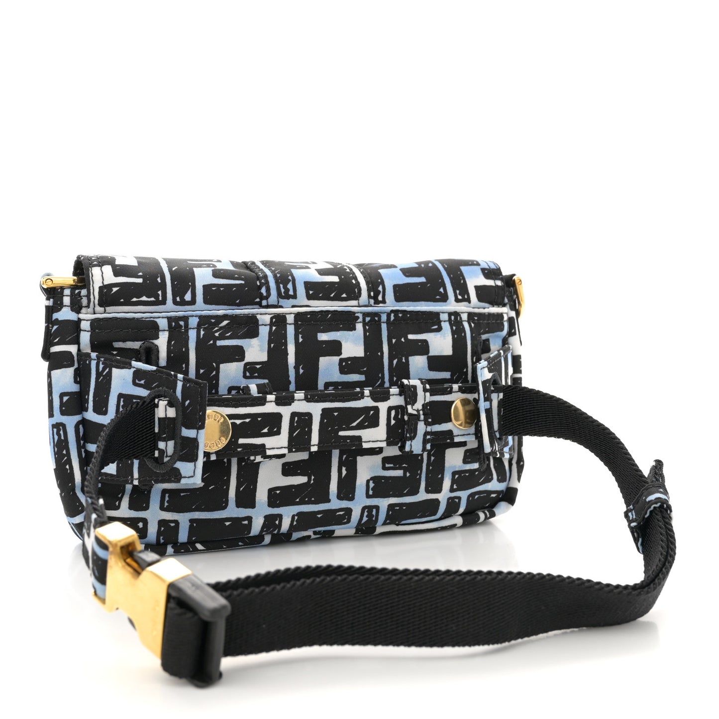 X JOSHUA VIDES Nylon FF Cloudy Mini Belt Baguette Bag White Celeste Black