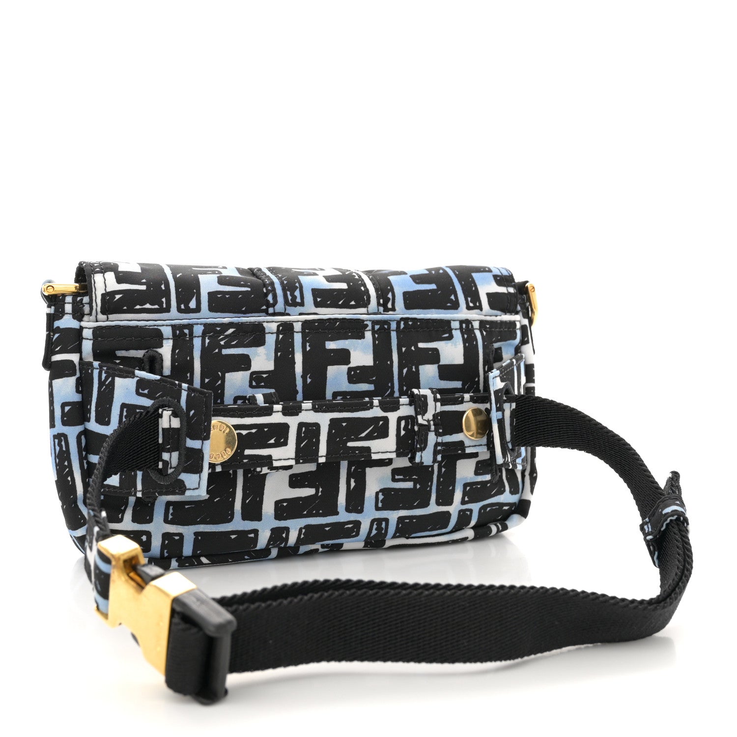 Fendi X JOSHUA VIDES Nylon FF Cloudy Mini Belt Baguette Bag White Celeste Black 3 of 10