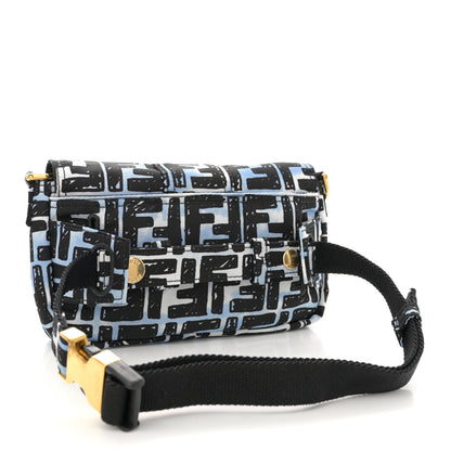Fendi X JOSHUA VIDES Nylon FF Cloudy Mini Belt Baguette Bag White Celeste Black 3 of 10