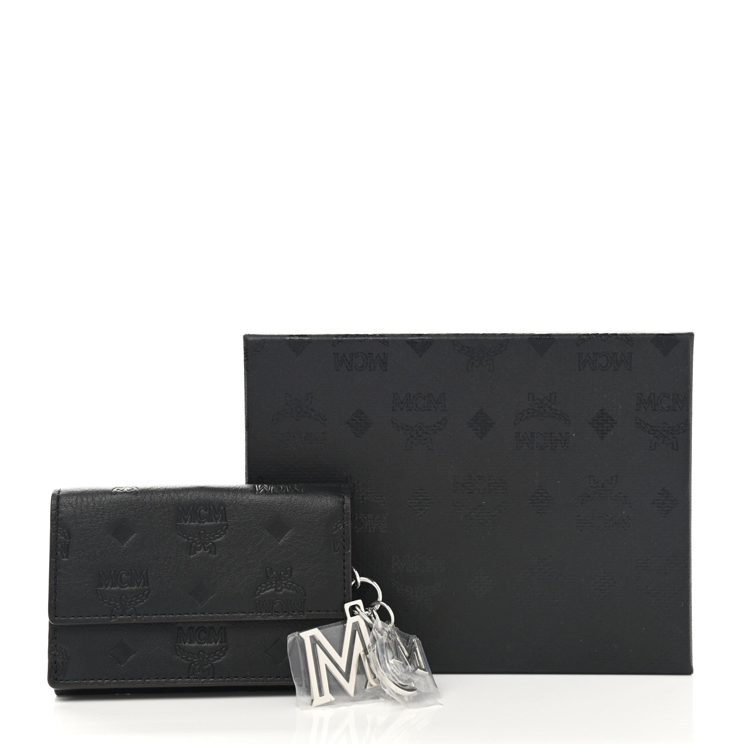 MCM Calfskin Ottomar Monogram Tri-Fold Wallet Black 9 of 9