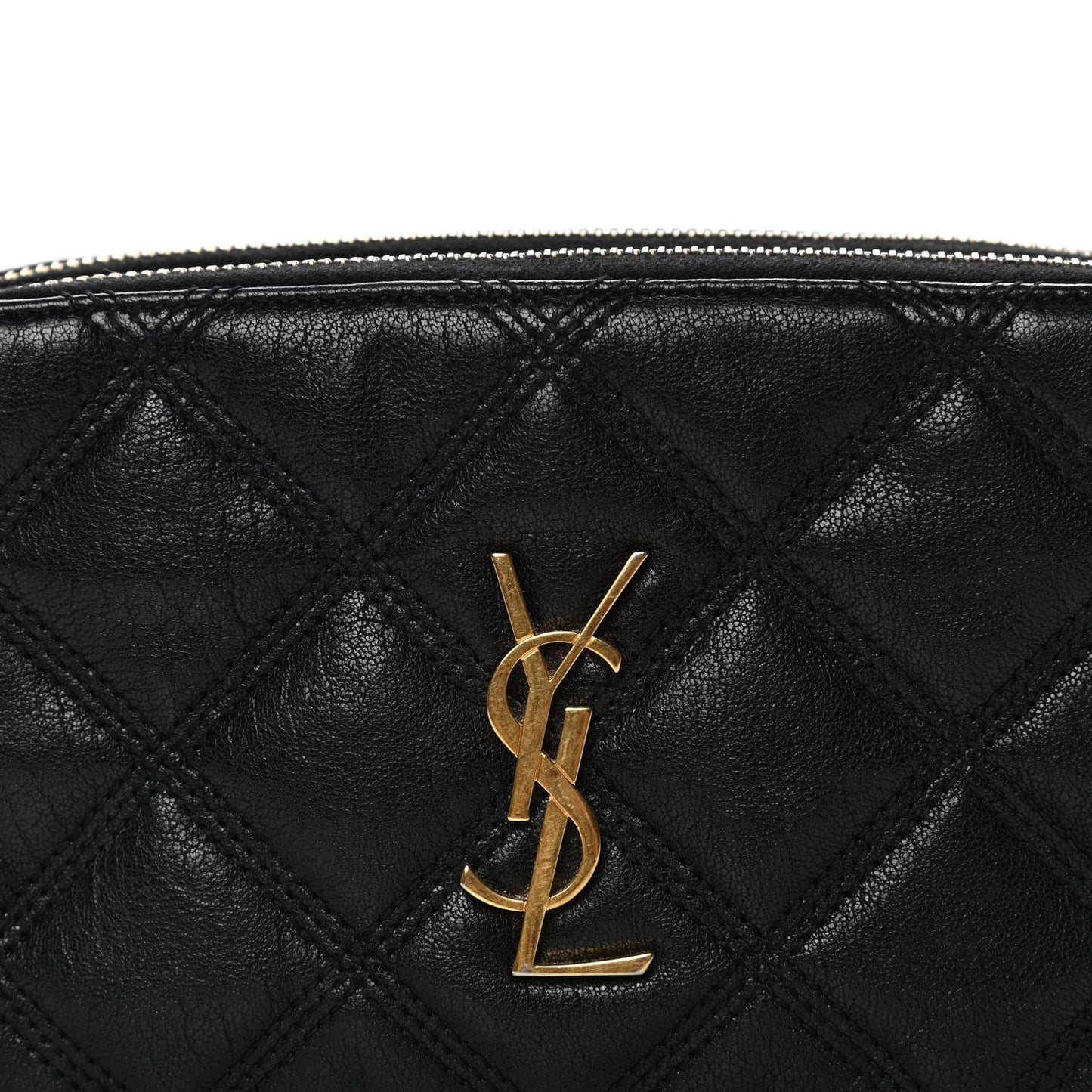 Grained Lambskin Quilted Mini Becky Double Zip Bag Black