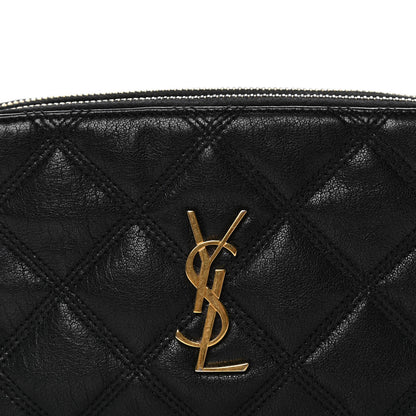 Saint Laurent Grained Lambskin Quilted Mini Becky Double Zip Bag Black 7 of 14