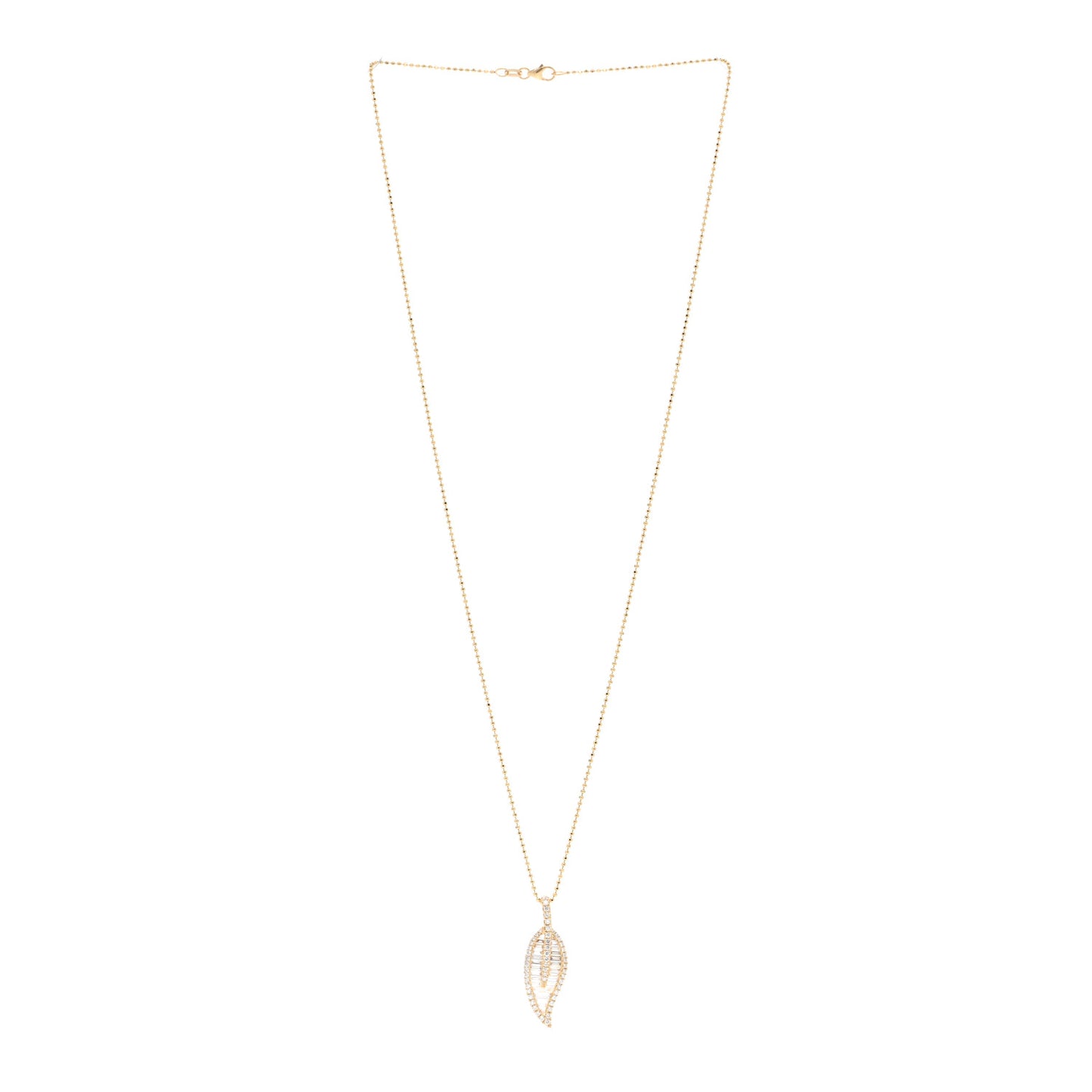 18K Yellow Gold Diamond Large Leaf Pendant Necklace