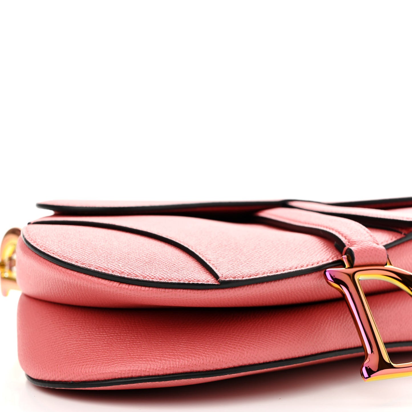 Grained Calfskin Saddle Bag Pink