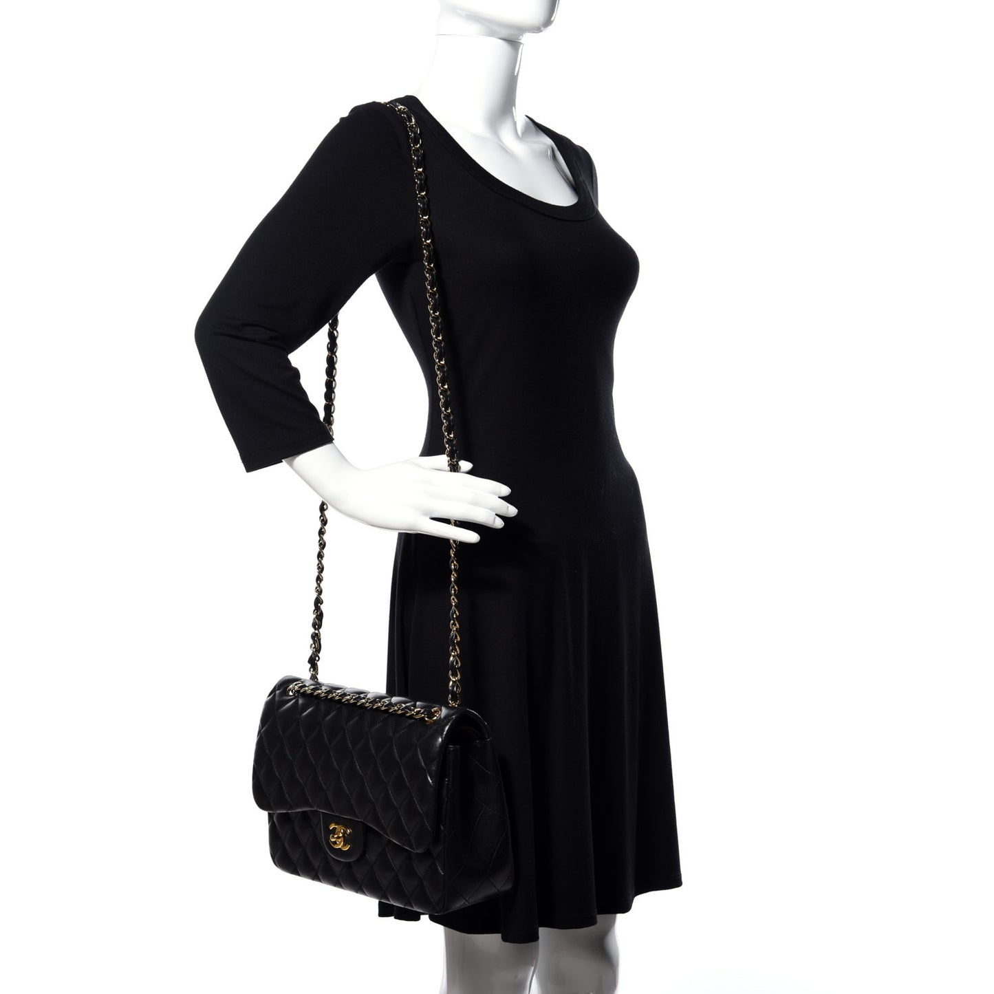 Lambskin Quilted Jumbo Double Flap Black