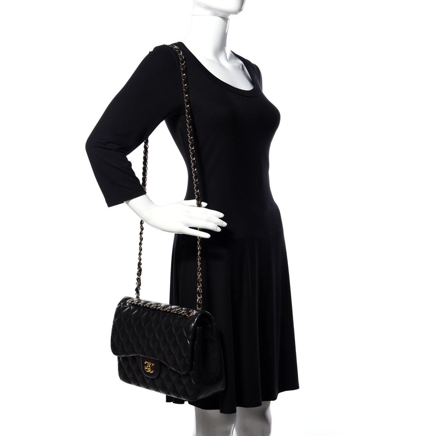 Chanel Lambskin Quilted Jumbo Double Flap Black 2 of 17