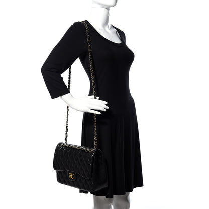 Chanel Lambskin Quilted Jumbo Double Flap Black 2 of 17