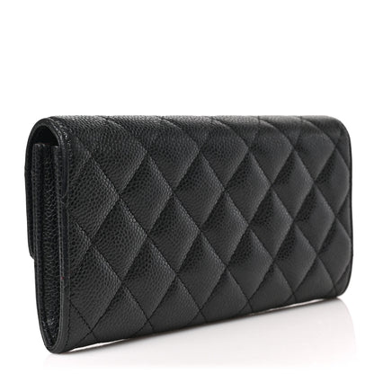 Chanel Caviar Quilted Large Gusset Flap Wallet Black 3 of 7
