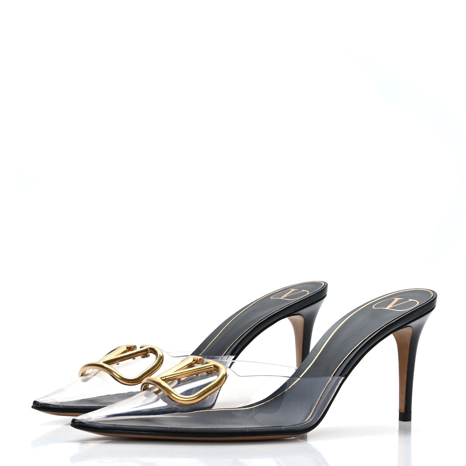 Valentino Garavani PVC Calfskin VLogo Pointed Toe 80mm Mules 39 Transparent 3 of 7