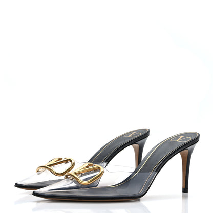 Valentino Garavani PVC Calfskin VLogo Pointed Toe 80mm Mules 39 Transparent 3 of 7