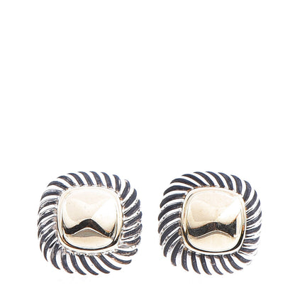 David Yurman Sterling Silver 14K Yellow Gold 7mm Albion Cable Earrings 1 of 7