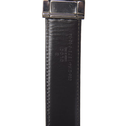 Gucci Calfskin Embossed Reversible Square G Buckle Belt 70 28 Black Brown 3 of 6