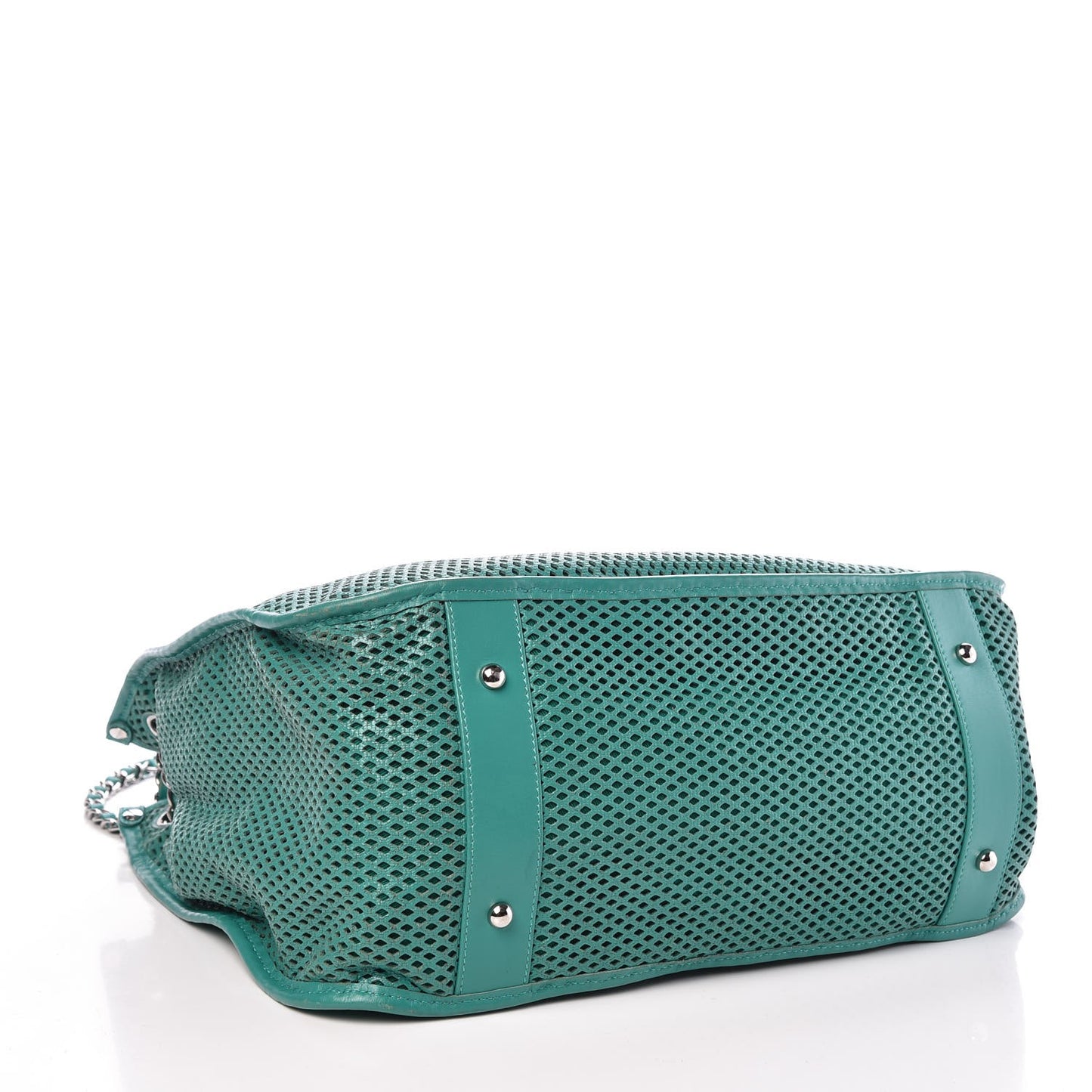 Calfskin Perforated Up In The Air Tote Green
